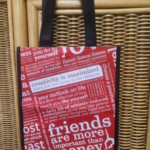 lululemon athletica Red and Black Small Tote Bag With Snap Closure